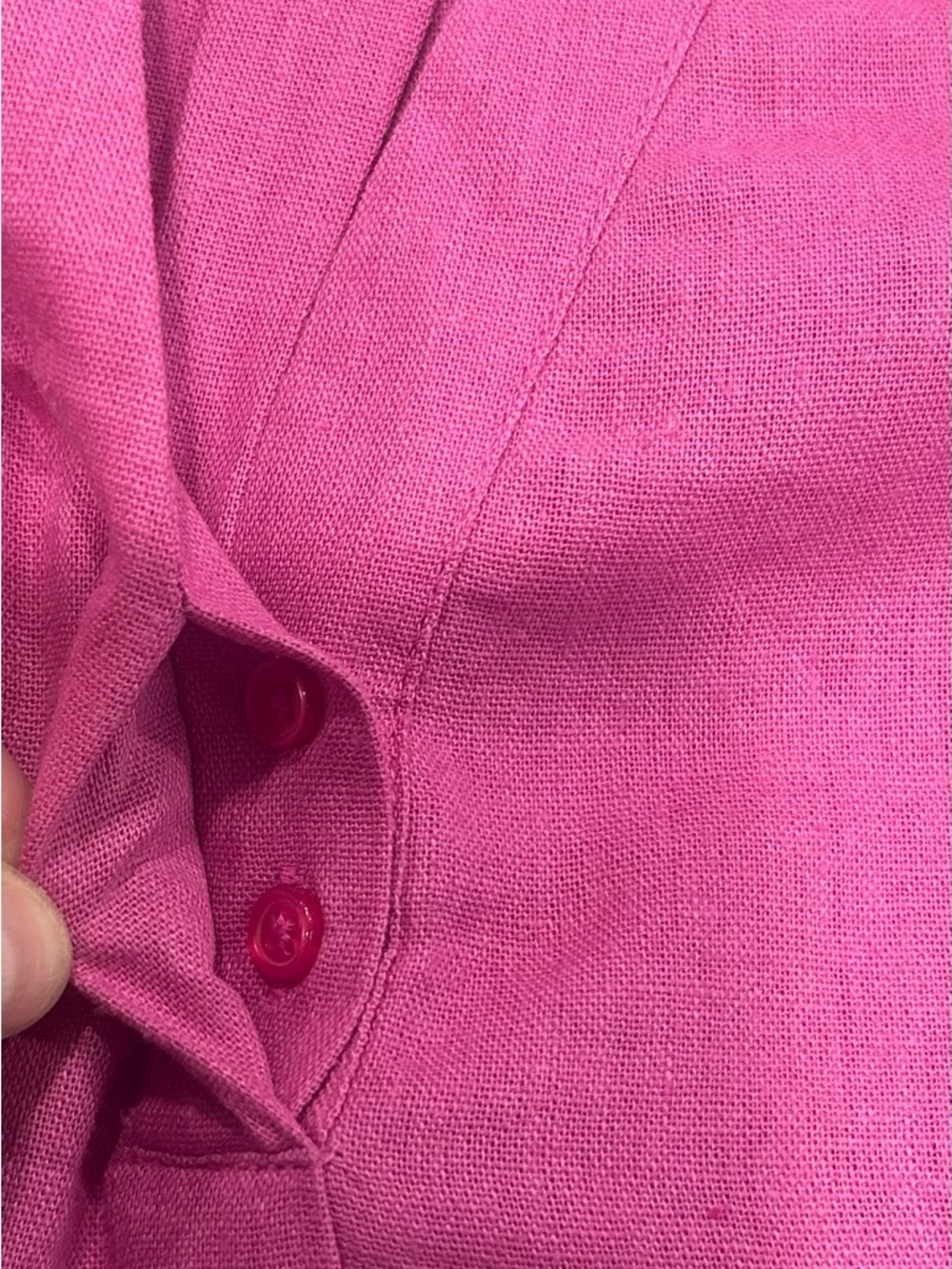 🩷”Anko” NWT Chic Fuchsia Linen Blend Short Sleeve Midi V-Neck Shirt Dress - Picture 8 of 10